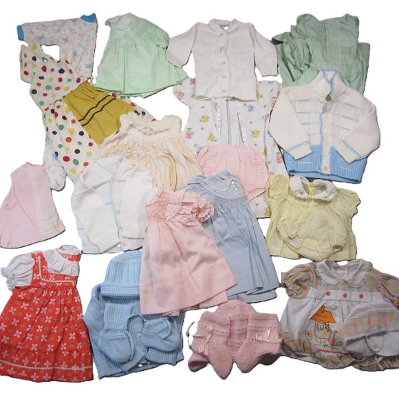 Vintage Other - Vintage Baby Clothes Lot Outfit Cute Colorful‎ Classic Heirloom Handmade 70s 80s